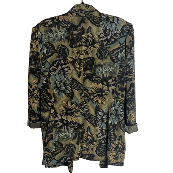 Vintage Bloomigdales 100% Silk Plant Print Blazer Size: 12 - Picture 4 of 4